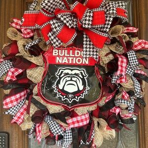 Bulldog Nation Holiday Wreath - Red, Black, and Tan
